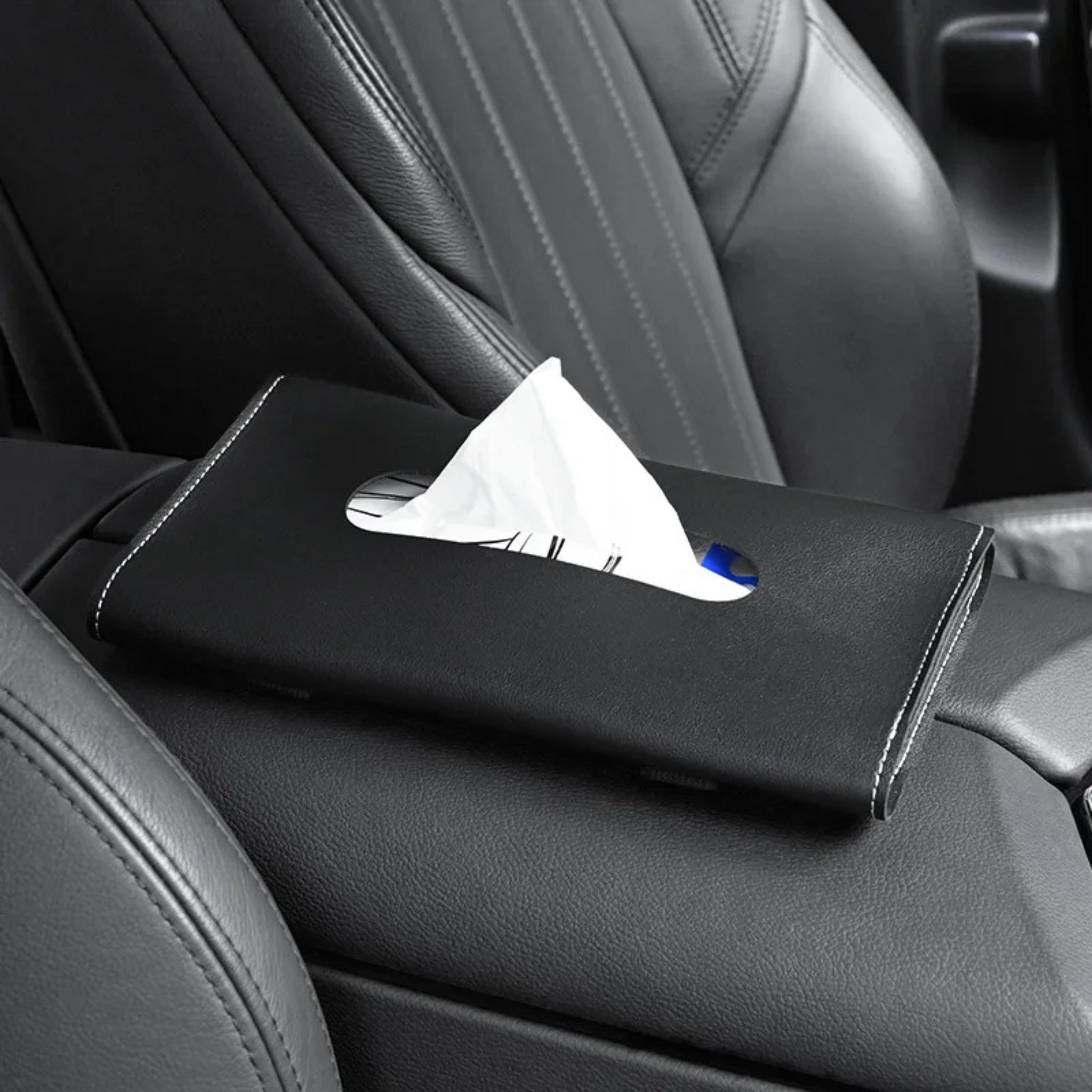 Boîte à Mouchoirs Voiture | Support Cuir Pare-Soleil & Accoudoir | Tidykidshop™