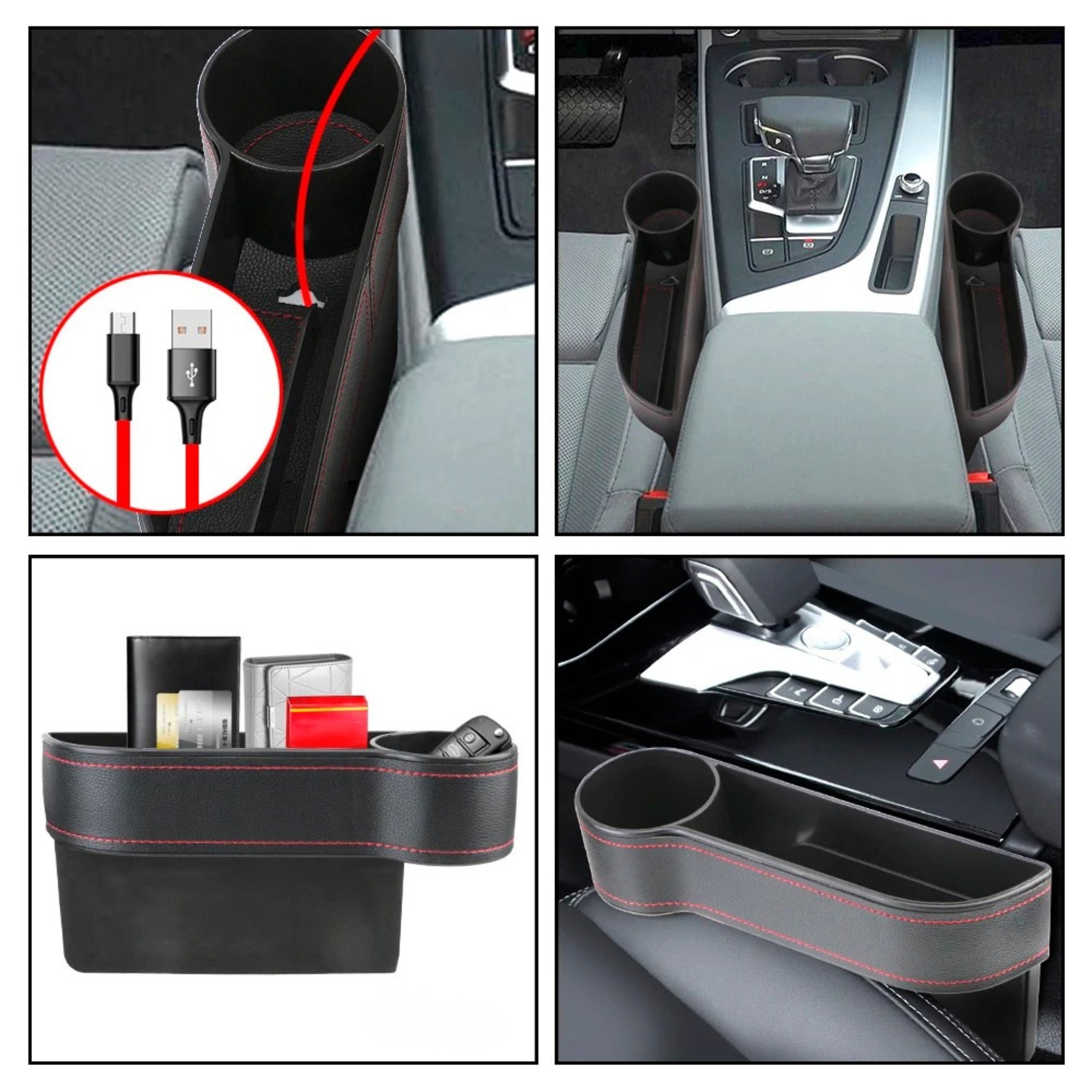 Organisateur Siège Voiture | Rangement en Cuir PU avec Porte-Bouteille | Tidykidshop™