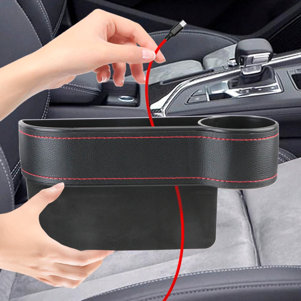 Organisateur Siège Voiture | Rangement en Cuir PU avec Porte-Bouteille | Tidykidshop™