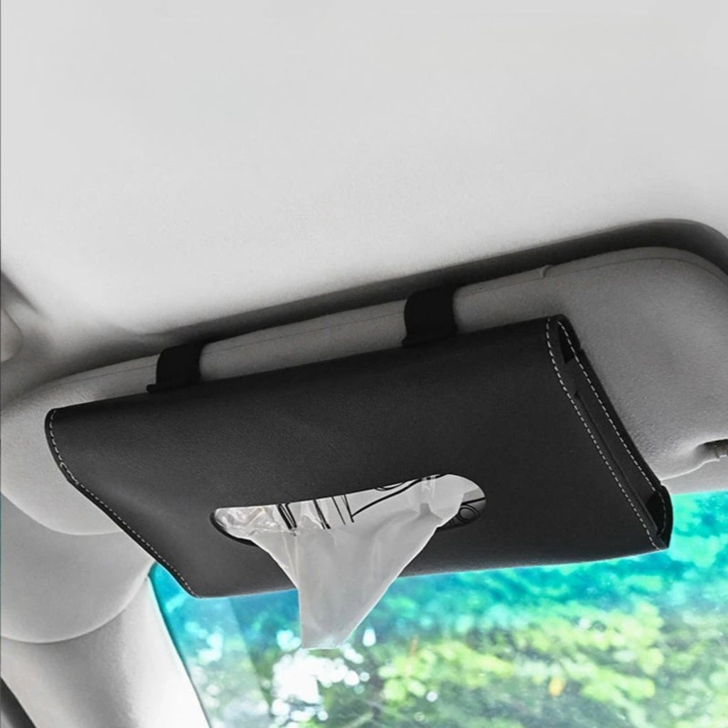 Boîte à Mouchoirs Voiture | Support Cuir Pare-Soleil & Accoudoir | Tidykidshop™