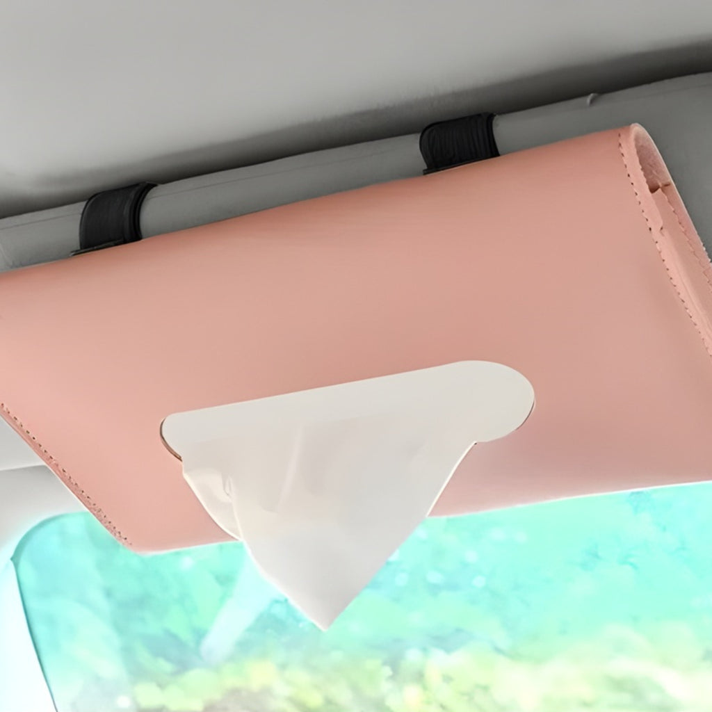 Boîte à Mouchoirs Voiture | Support Cuir Pare-Soleil & Accoudoir | Tidykidshop™